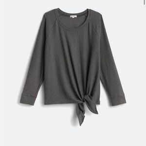 Nine Britton Charcoal Knotted Long Sleeve Top